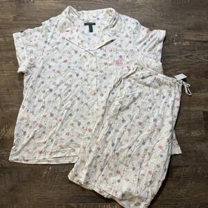 NWT Ralph Lauren PURPLE/PINK Floral BERMUDA Shorts SOFT KNIT Pajama Set 3X